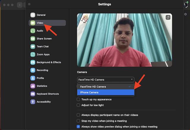 Используйте камеру iPhone в режиме зума на Mac